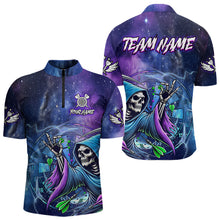 Load image into Gallery viewer, Funny Grim Reaper Blue Purple Galaxy Dart Shirts For Men Custom Glowing Dart Jerseys Outfits TDM3561