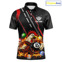 Load image into Gallery viewer, Funny Chicken Flame 8 Ball Billiard Shirt For Men Custom Billiard Team Jersey Polo &amp; 1/4 Zip TDM6068