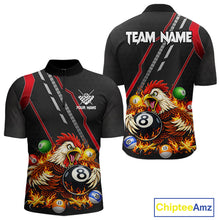 Load image into Gallery viewer, Funny Chicken Flame 8 Ball Billiard Shirt For Men Custom Billiard Team Jersey Polo &amp; 1/4 Zip TDM6068