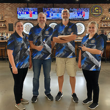 Load image into Gallery viewer, Personalized Blue Geometric Grunge Darts Shirt For Women Custom Darts Team Jersey Polo &amp; 1/4 Zip TDM6507