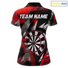 Load image into Gallery viewer, Personalized Red Geometric Grunge Darts Shirt For Women Custom Darts Team Jersey Polo &amp; 1/4 Zip TDM6508