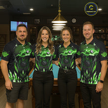 Load image into Gallery viewer, Personalized Green Icy Lightning 8 Ball Pool Men Polo Shirts Custom Billiard Team League Jersey TDM1443