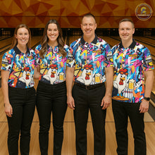 Load image into Gallery viewer, Funny Chicken Colorful Graffiti Bowling Shirts For Men, Best Bowling Team Jersey Polo &amp; 1/4 Zip TDM6515