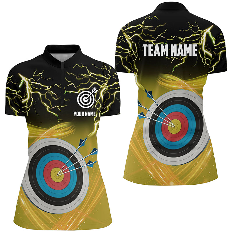 Custom Archery 3d Target Thunder Lightning Women Quarter-Zip, Archery Team Shirts |Yellow TDM0738