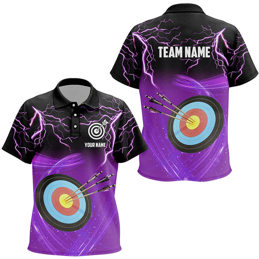 Custom Archery 3d Target Thunder Lightning Polo Shirts For Kid, Best Archery Team Shirts |Purple TDM0739