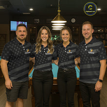 Load image into Gallery viewer, Black US Flag Yin-Yang 8 Ball &amp; 9 Ball Custom Billiard Shirts For Men, Billiard Team Jersey TDM5460