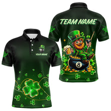Load image into Gallery viewer, Personalized Funny Green Luckiest Shamrock Men Billiard Shirt, St Patrick Day Billiard Team Jersey TDM3426