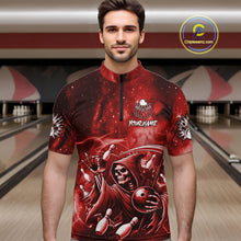 Load image into Gallery viewer, Funny Red Grim Reaper Galaxy Bowling Shirt For Men Custom Bowling Team Jersey Polo &amp; 1/4 Zip TDM6078