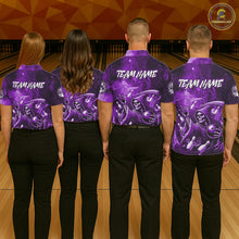 Load image into Gallery viewer, Funny Purple Grim Reaper Galaxy Bowling Shirt For Men Custom Bowling Team Jersey Polo &amp; 1/4 Zip TDM6080