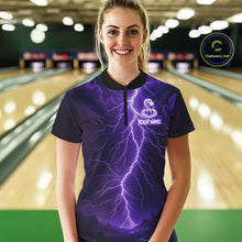 Load image into Gallery viewer, Custom Purple Lightning Cobra Snake Bowling Shirt For Women, Bowling Team Jersey Polo &amp; 1/4 Zip TDM6351