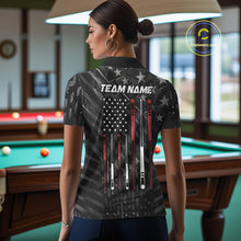 Load image into Gallery viewer, Custom Black US Flag Billiard Shirt For Women Custom Patriotic Billiard Team Jersey Polo &amp; 1/4 Zip TDM6530