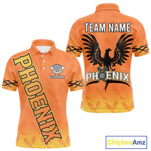 Load image into Gallery viewer, Personalized Yellow Phoenix Dartboard Men's Darts Shirt - Custom Name For Players NYN0518