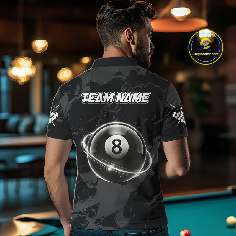 Custom White And Black 8 Ball Pool Eagle Paint Billiard Shirts For Men Team League Billiard Jersey TDM5473