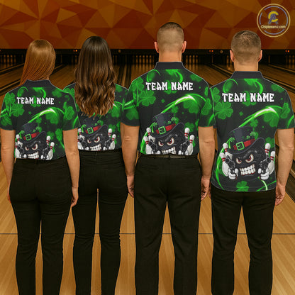 Personalized St Patrick Day Bowling Shirt For Women, Funny Shamrock Luckiest Bowling Team Jersey TDM5746