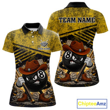 Load image into Gallery viewer, Yellow Grunge Funny 8 Ball Billiard Shirt For Women Custom Pool Team Jersey Polo &amp; 1/4 Zip TDM6355