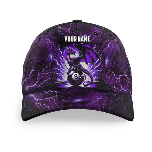 Lightning Thunder Dragon Purple 8 Ball Billiard Hats Custom 3D Printed Billiard Baseball Cap TDM2249