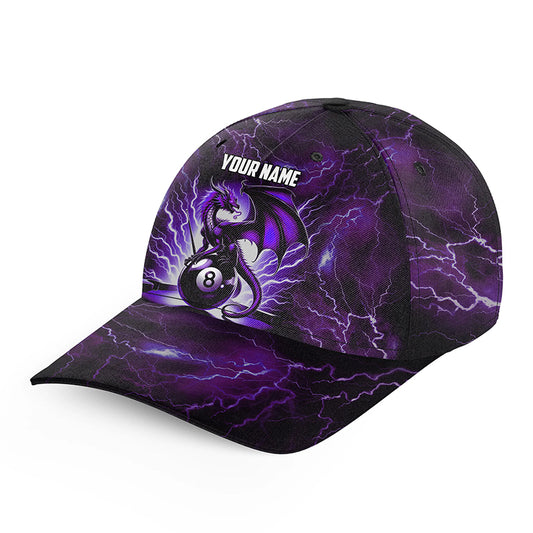Lightning Thunder Dragon Purple 8 Ball Billiard Hats Custom 3D Printed Billiard Baseball Cap TDM2249