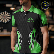 Load image into Gallery viewer, Black And Green Funny Crown Darts Shirt For Men Custom Darts Jerseys Team Polo &amp; Quarter Zip TDM5017