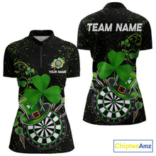Load image into Gallery viewer, Luckiest Shamrock Grunge Dart Shirts For Women Custom Patrick Day Dart Jersey TDM3591