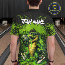 Load image into Gallery viewer, Black And Green Funny Alligator Bowling Shirt For Men Custom Bowling Jersey Team Polo &amp; 1/4 Zip TDM6109