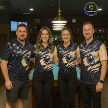 Load image into Gallery viewer, Black American Flag 8 Ball Billiard Shirt For Women Custom Billiard Team Jersey Polo &amp; 1/4 Zip |Tan TDM6535