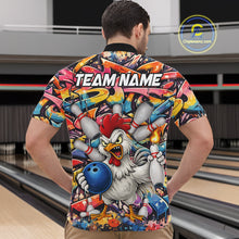 Load image into Gallery viewer, Funny Rooster Graffiti Style Bowling Jersey For Men Custom Bowling Team Jersey Polo &amp; 1/4 Zip TDM6121