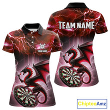 Load image into Gallery viewer, Custom Red Thunder Lightning Dragon Darts Shirt For Women, Darts League Jersey Polo &amp; 1/4 Zip TDM4386