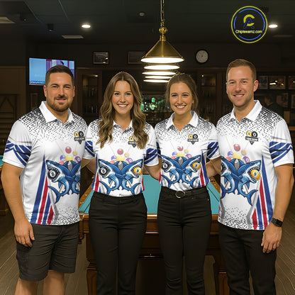 Funny Shark 8 Ball & 9 Ball Pool Billiard Shirt For Women Custom Billiard Team Jersey Polo & 1/4 Zip TDM5965