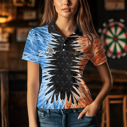 Blue And Orange Icy Women Dart Shirt With Pocket Option Custom Dart Jersey TDM3757