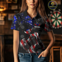 Load image into Gallery viewer, Custom Women's Dart Shirt With Pocket Option, US Flag Smoke Darts Team Jersey TDM4029