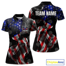 Load image into Gallery viewer, Custom Women's Dart Shirt With Pocket Option, US Flag Smoke Darts Team Jersey TDM4029