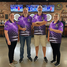 Load image into Gallery viewer, Purple Lightning American Flag Eagle Dart Shirt With Pocket Option For Women TDM6554