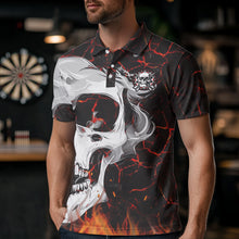Load image into Gallery viewer, Personalized Red Glowing Fire Crack Skull Dart Shirts Custom Scary Dart Shirts For Men Dart Jersey TDM3267