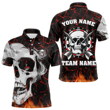 Load image into Gallery viewer, Personalized Red Glowing Fire Crack Skull Dart Shirts Custom Scary Dart Shirts For Men Dart Jersey TDM3267