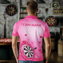 Load image into Gallery viewer, Personalized Pink Roses Darts Jersey For Men Custom Valentine Darts Shirts, Best Darts Gifts TDM5767
