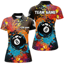 Load image into Gallery viewer, Personalized Grunge Colorful Paint 8 Ball Billiard Shirts For Women, Unique 8 Ball Pool Team Shirts TDM1656