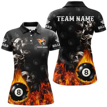 Load image into Gallery viewer, Personalized 8 Ball Pool Skull On Fire Billiard Shirts For Women, Funny 3D Printed Billiard Jerseys TDM2308