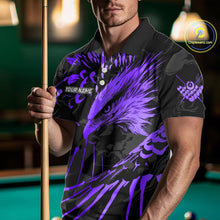 Load image into Gallery viewer, Custom Black And Purple 8 Ball Pool Eagle Paint Billiard Shirt For Men Team League Billiard Jersey TDM5523