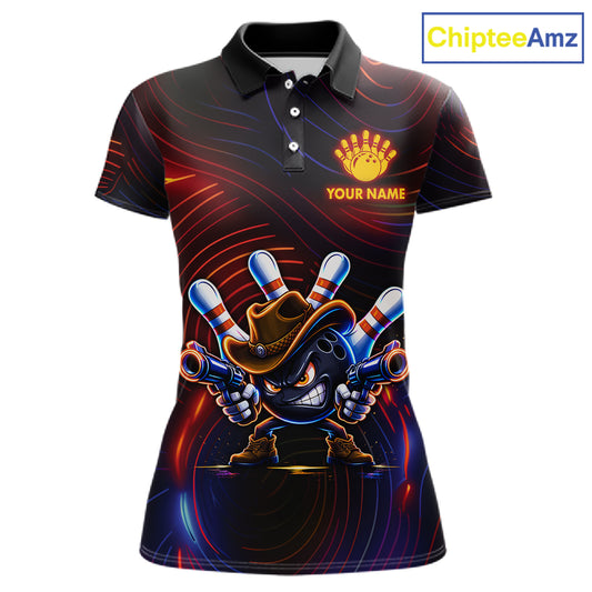 Funny Neon Bowling Jersey For Women Custom Bowling Shirt Polo & Quarter Zip, Bowling Team Outfit TDM6149