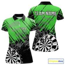 Load image into Gallery viewer, Green Black Grunge Dart Shirts For Women Custom Dart Jersey With Pocket Option TDM6382