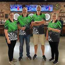 Load image into Gallery viewer, Green Black Grunge Dart Shirts For Women Custom Dart Jersey With Pocket Option TDM6382
