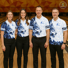 Load image into Gallery viewer, Personalized Blue Thorny Camo Wolf Bowling Shirt For Women Custom Bowling Team Jersey Polo &amp; 1/4 Zip TDM6391