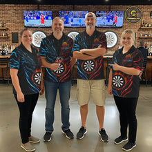 Load image into Gallery viewer, Blue And Red Custom Dragon Fire Darts Shirts For Women, Darts League Team Jersey Polo &amp; Quarter Zip TDM6576