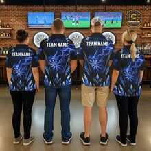 Load image into Gallery viewer, Personalized Blue Flame Lightning Icy Darts Shirt For Men, Darts Team Jersey Polo &amp; Quarter Zip TDM6578