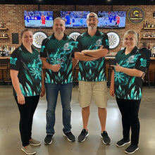 Load image into Gallery viewer, Customized Turquoise Flame Lightning Icy Darts Shirt For Women, Darts Team Jersey Polo &amp; Quarter Zip TDM6579
