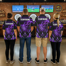 Load image into Gallery viewer, Personalized Purple Flame Lightning Icy Darts Shirt For Women, Darts Team Jersey Polo &amp; Quarter Zip TDM6580