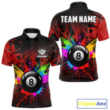Load image into Gallery viewer, Colorful 8 Ball Pool Billiard Jersey For Men Custom Billiard Team Shirts Polo &amp; Quarter Zip | Red TDM6583