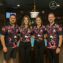 Load image into Gallery viewer, Red Flaming Eagle 8 Ball Billiard Shirt For Women Custom US Flag Pool Team Jersey Polo &amp; 1/ 4 Zip TDM6154