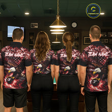 Load image into Gallery viewer, Red Flaming Eagle 8 Ball Billiard Shirt For Women Custom US Flag Pool Team Jersey Polo &amp; 1/ 4 Zip TDM6154