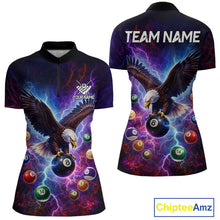 Load image into Gallery viewer, Custom Colorful Lightning Eagle Billiard Shirt For Women, 8 Ball Pool Team Jersey Polo &amp; 1/4 Zip TDM6157